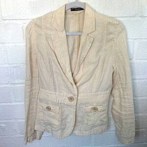 Liz Claiborne Linen Tan Oversized Jacket Blazer size 4 